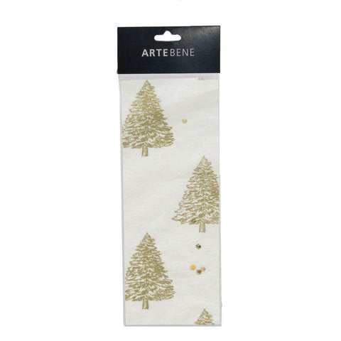 White + Gold Christmas Trees - Tissue Paper - Artebene