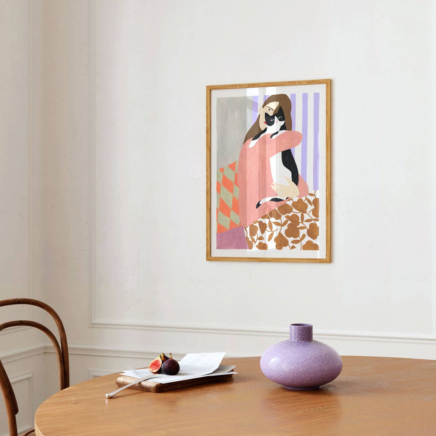 Woman and her Cat - Art Print - Poster