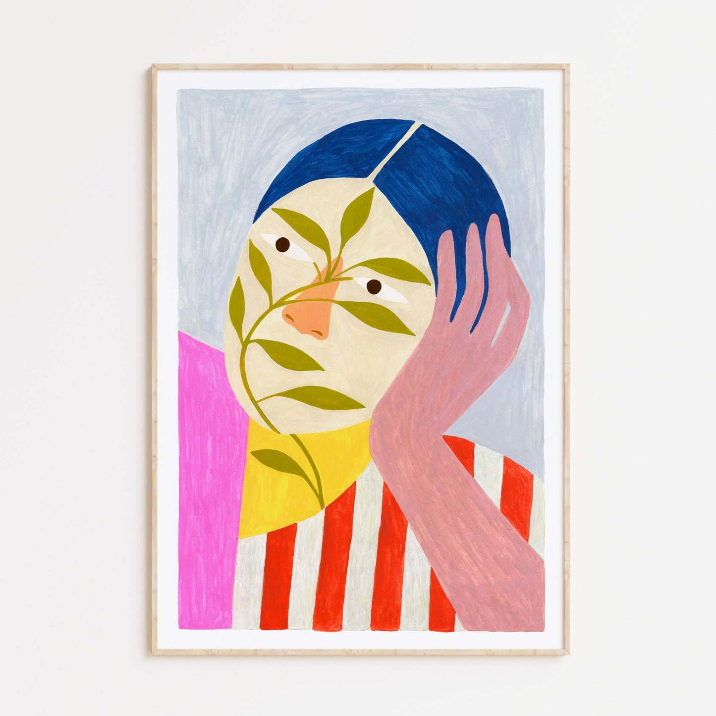 Woman with Plants Mask - Art Print - Poster