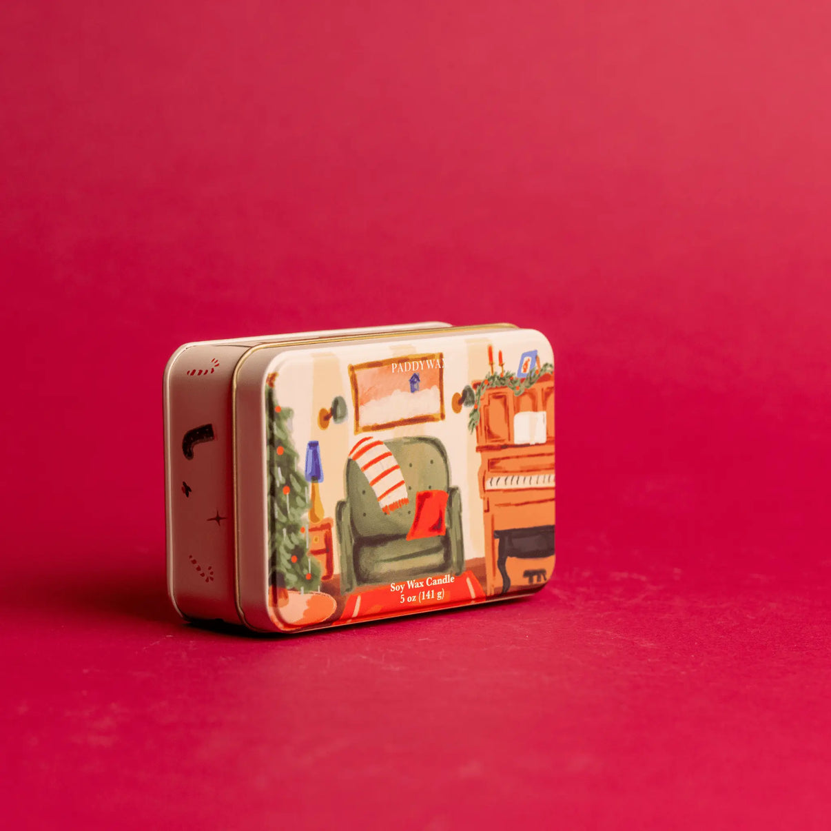 Vintage Piano Christmas Tin Canddle - Pomegranate & Spruce