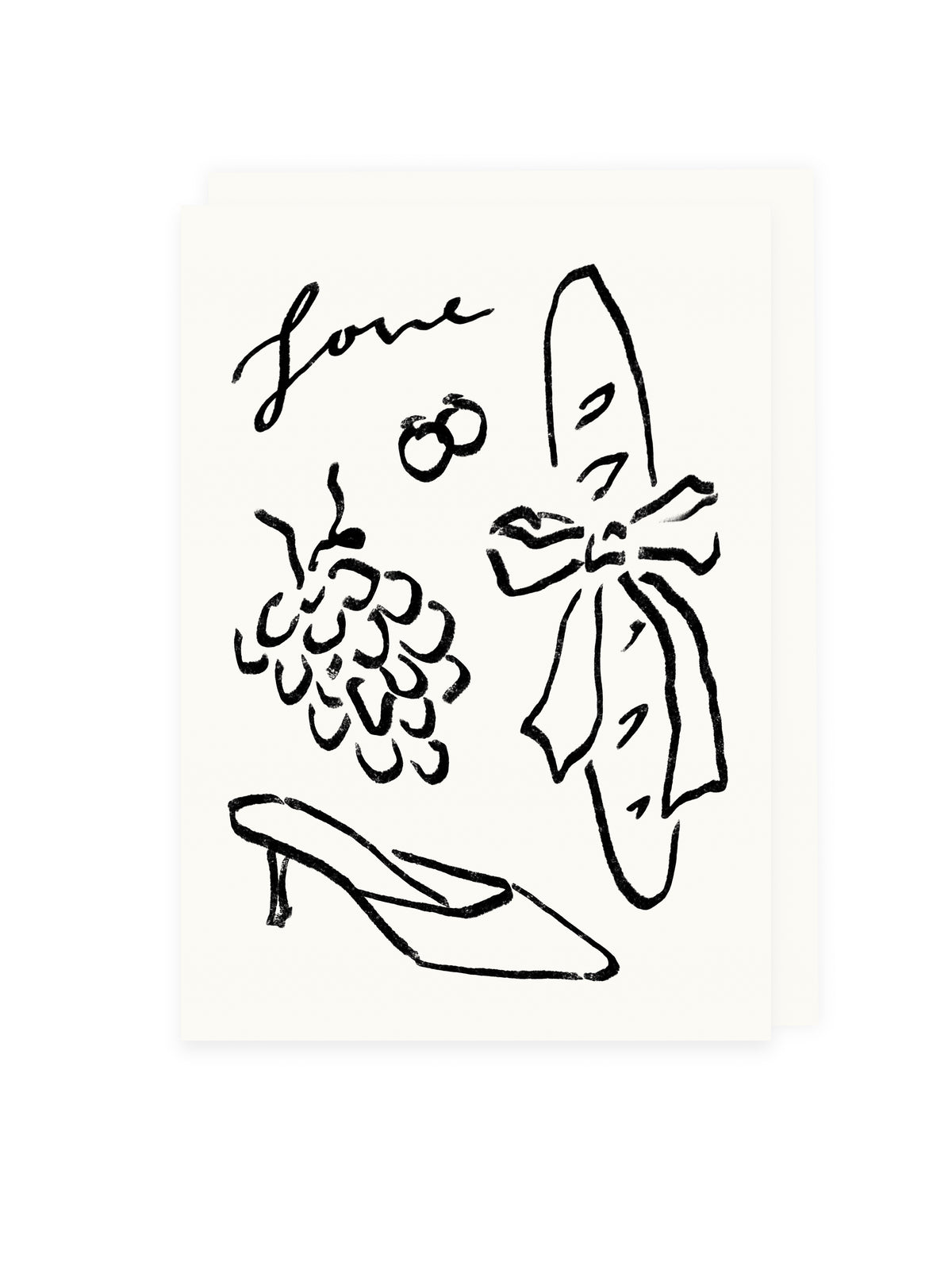"Love" Baguette, Grapes A6 Card