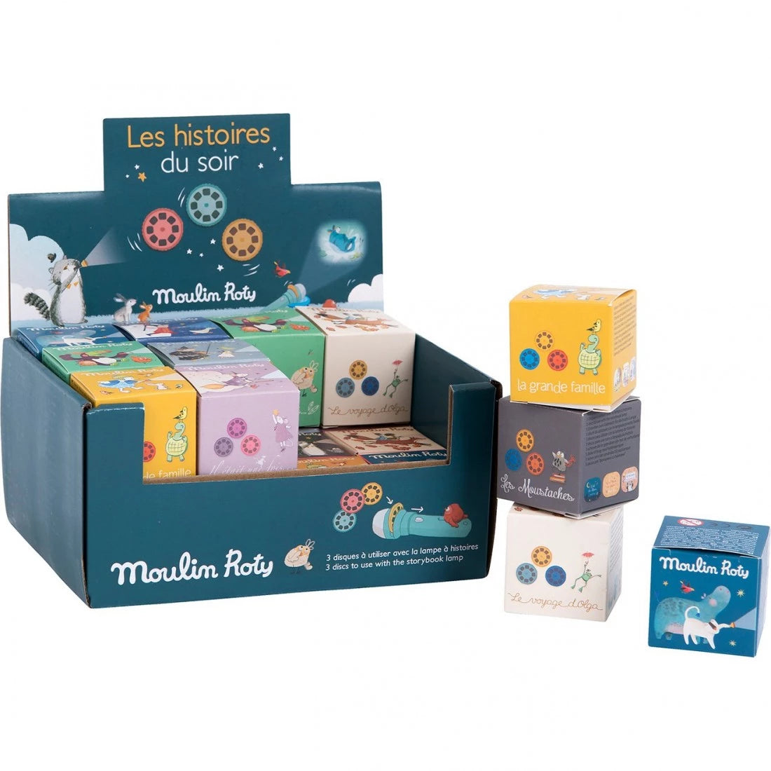 Caja con 3 discos para linterna proyector- Les moustaches