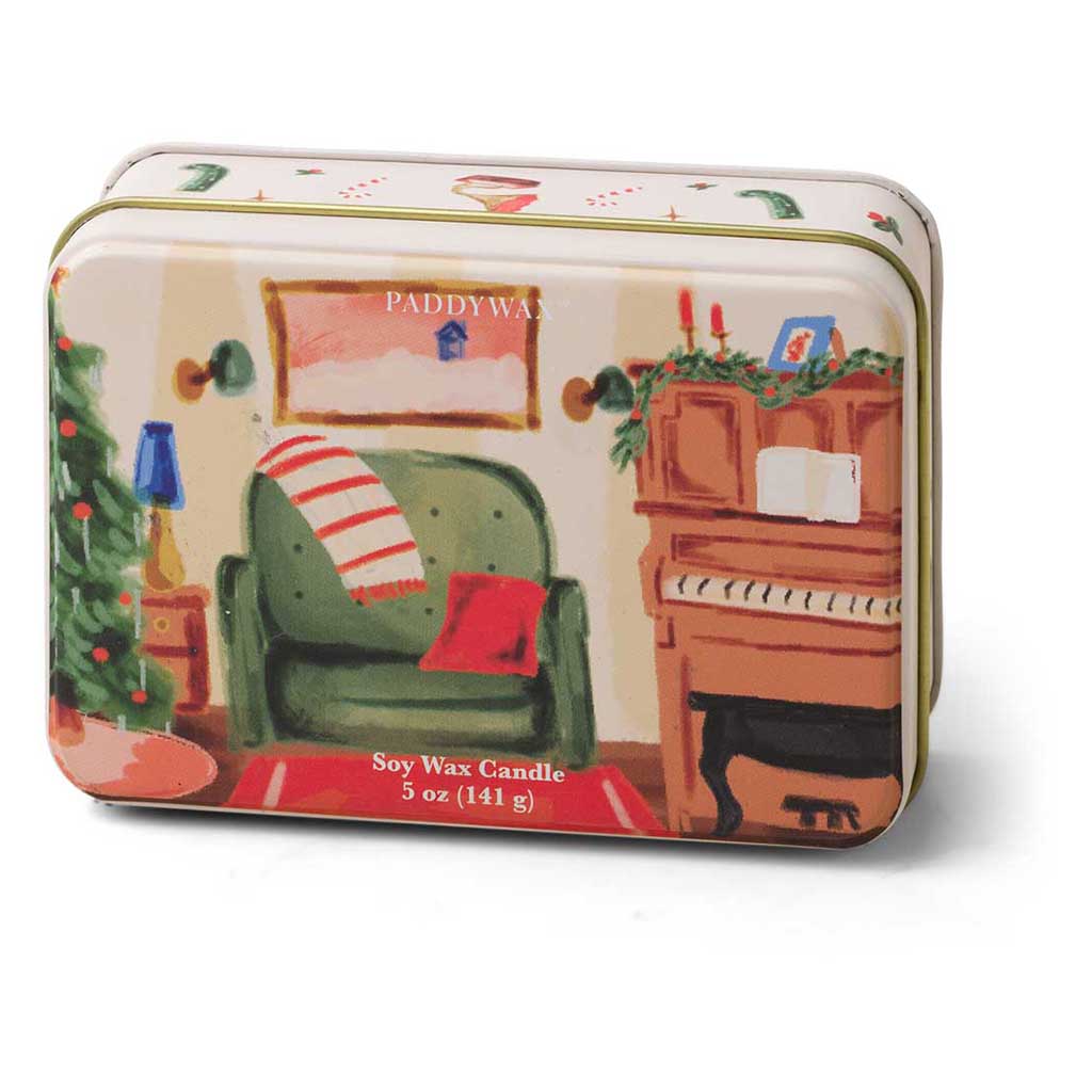 Vela navideña en lata - Piano y sofá - Paddywax