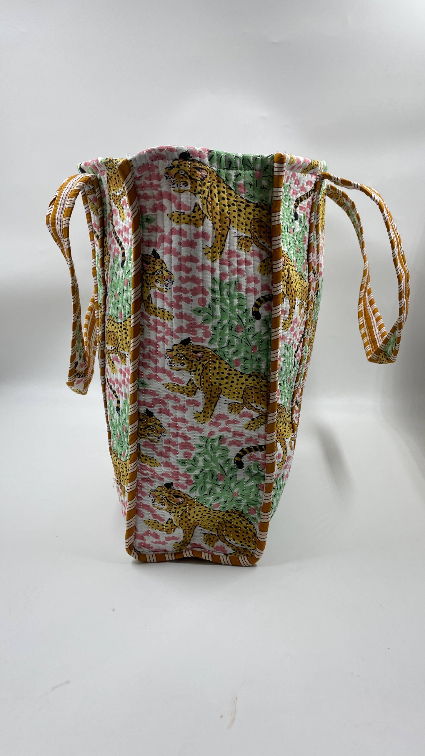 Handmade Cotton Reversible  Quilted Jaipur Bag- Leopard
