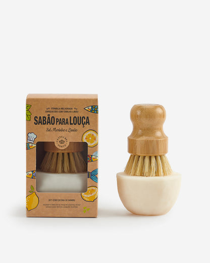 Dishwashing Soap & Bamboo Brush Set - Sardine
