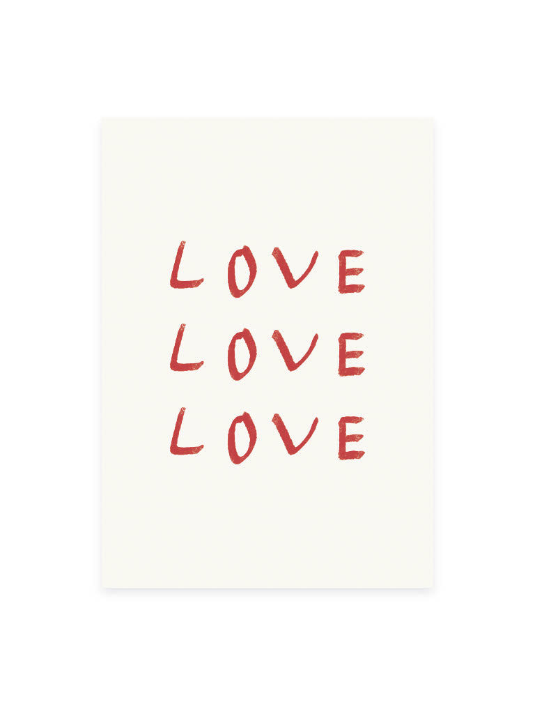 "Love Love Love" A6 Postcard