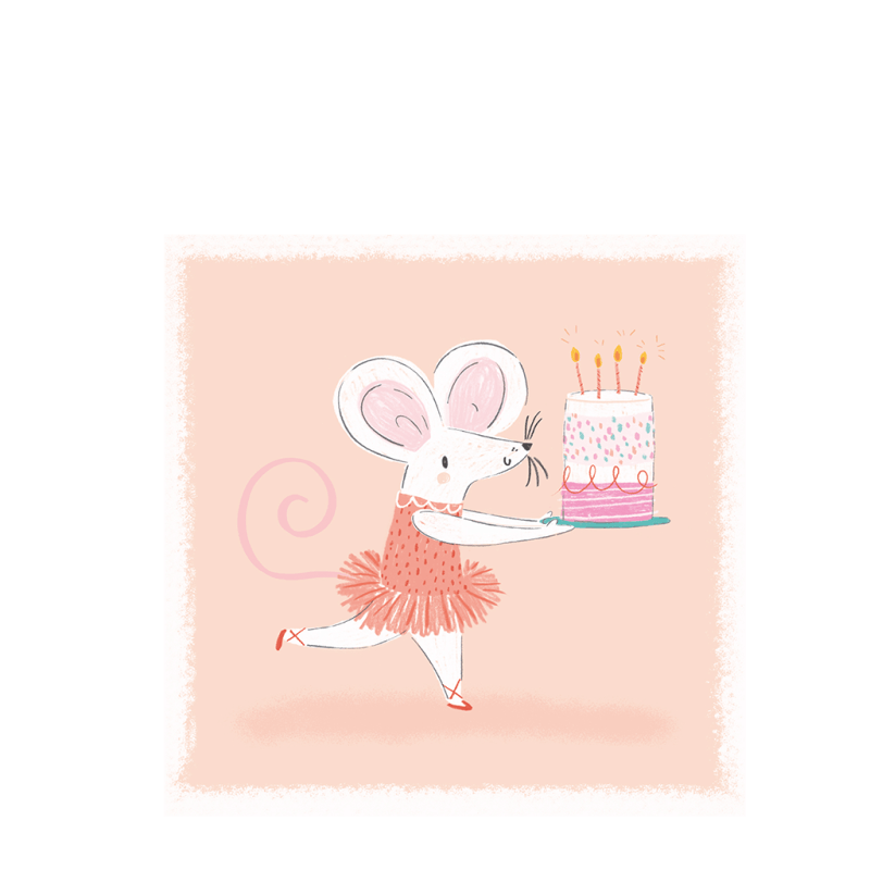 Ballet Mouse Cake Birthday Card