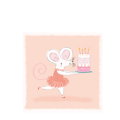 Ballet Mouse Cake Birthday Card