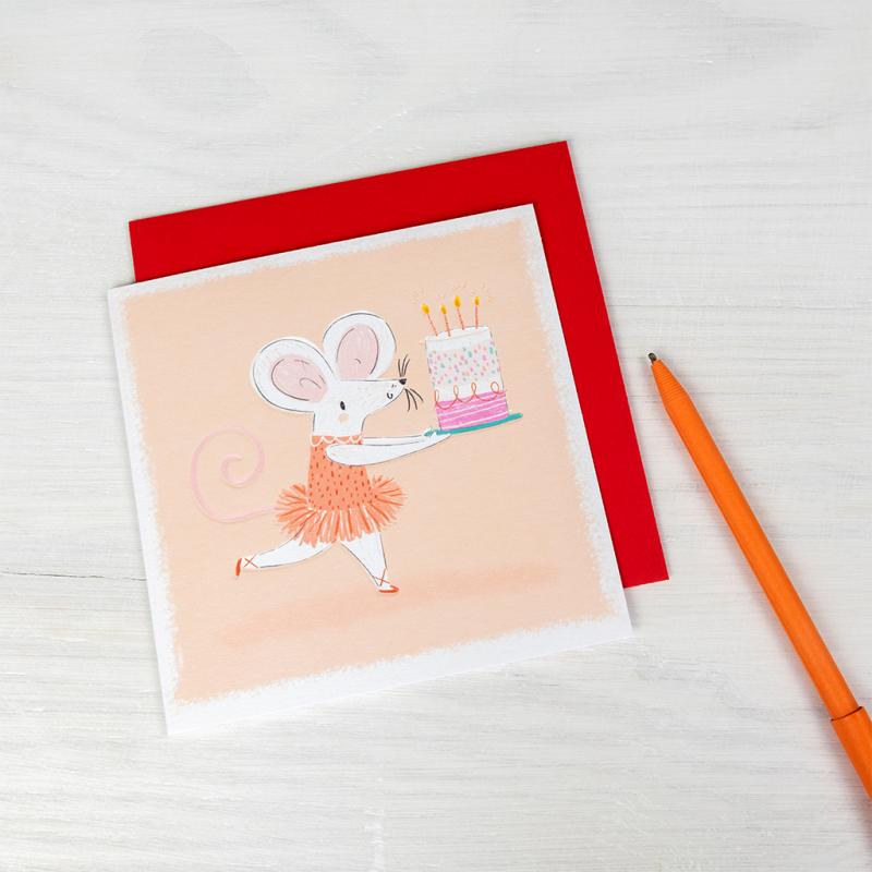Ballet Mouse Cake Birthday Card