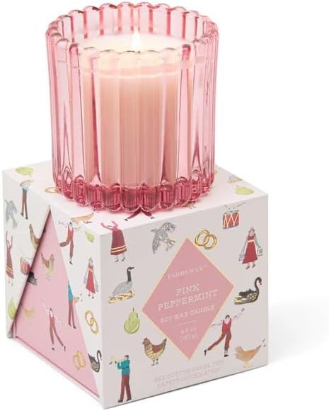 Pink Peppermint Glass Scented Candle - 12 Days Of Christmas