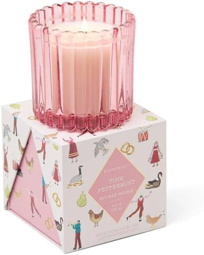 Pink Peppermint Glass Scented Candle - 12 Days Of Christmas