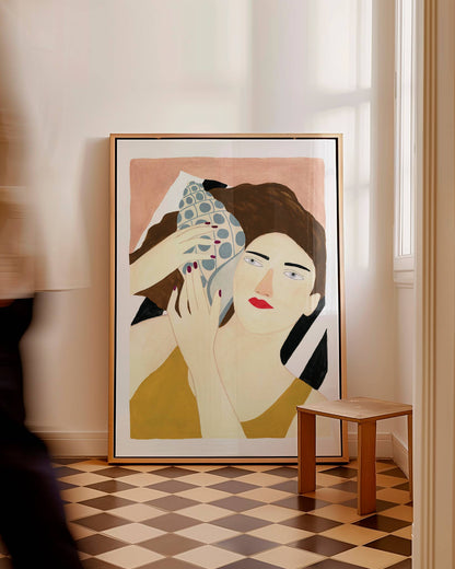 Woman With A Shell Art Print