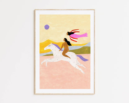 Women Riding Free - Art Print - Poster