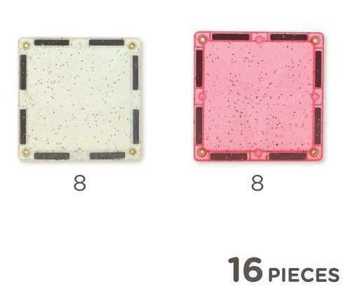 White & Pink Glitter Tile Pack – 16 Pieces - Cleverclixx