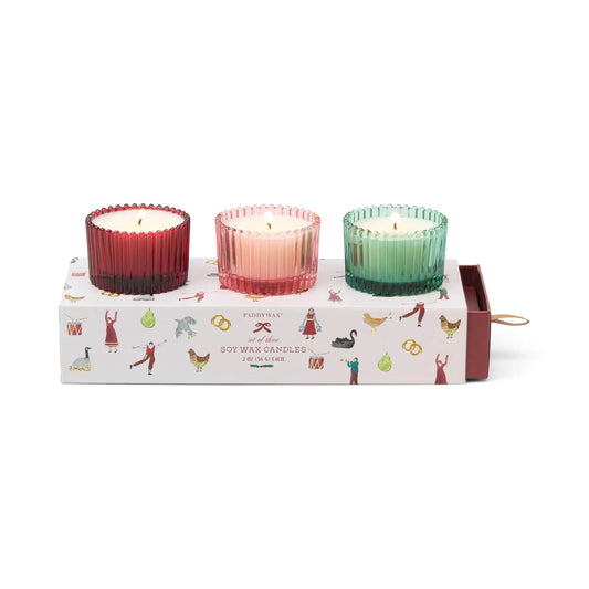 12 Days Of Christmas Holiday Glass Scented Candle Set