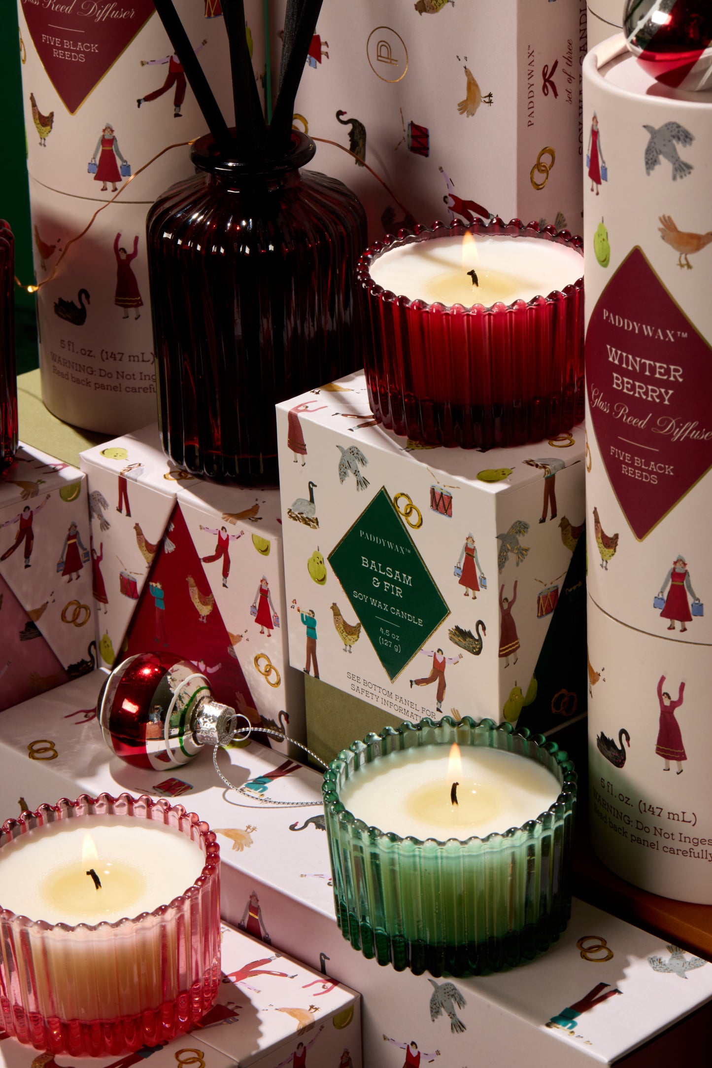 Pink Peppermint Glass Scented Candle - 12 Days Of Christmas