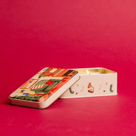 Vintage Piano Christmas Tin Canddle - Pomegranate & Spruce