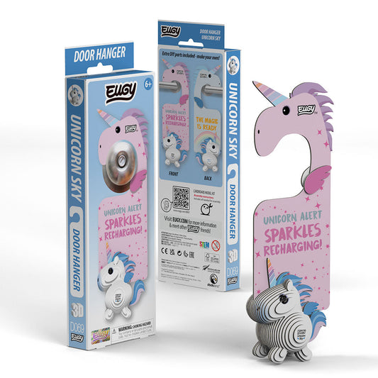 Unicorn Sky Door Hanger - Eco-Friendly 3D Paper Puzzle - Eugy D069
