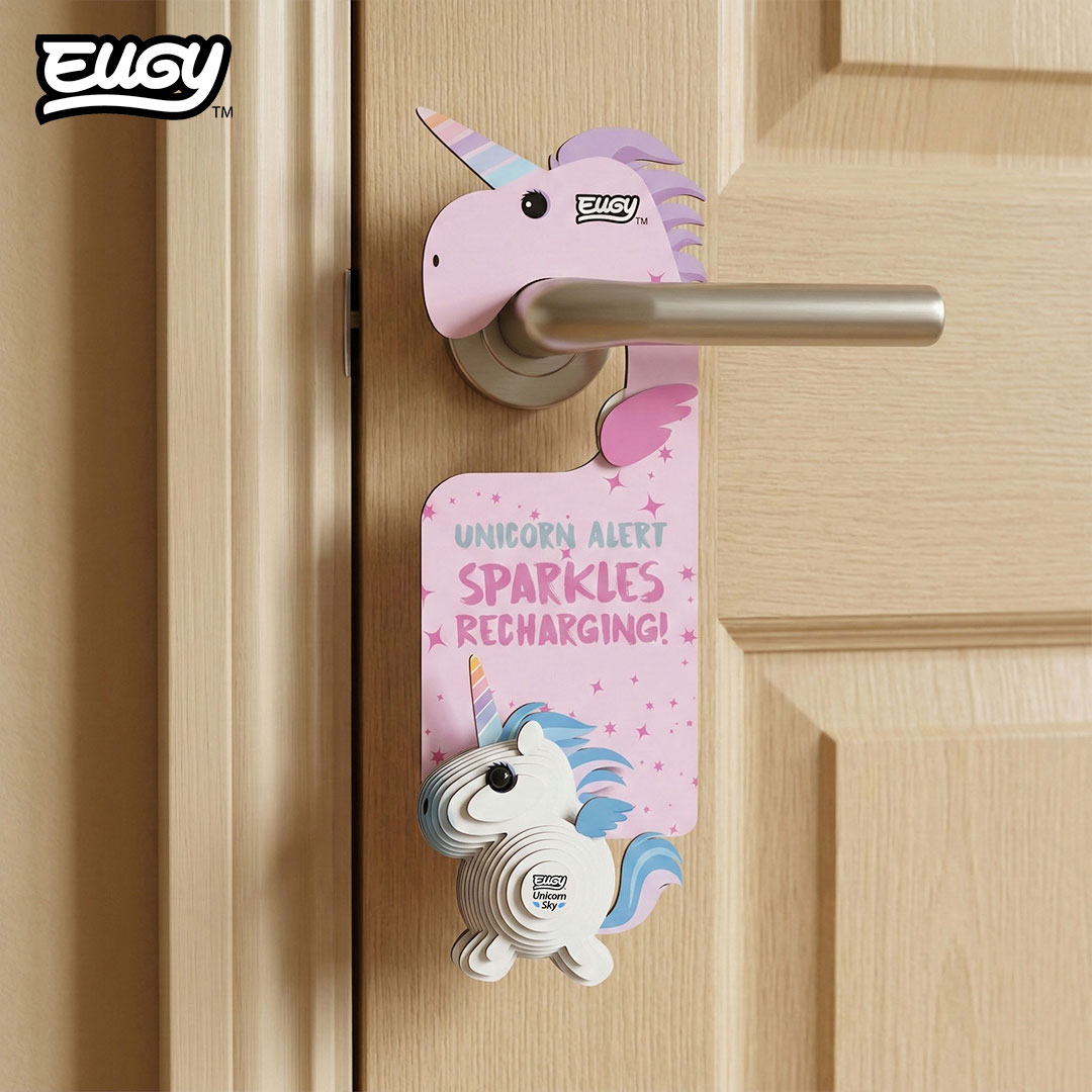 Unicorn Sky Door Hanger - Eco-Friendly 3D Paper Puzzle - Eugy D069