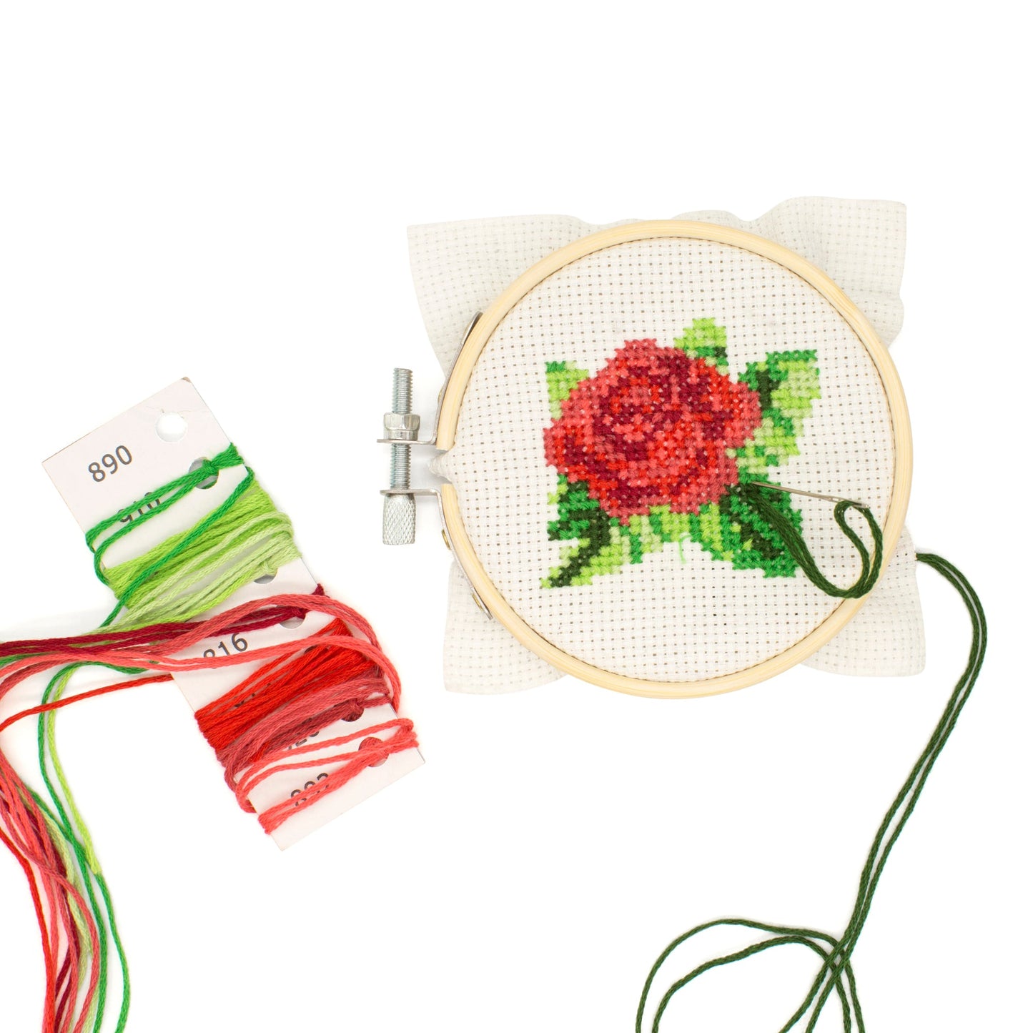 Kit de bordado en punto de cruz en miniatura de rosa