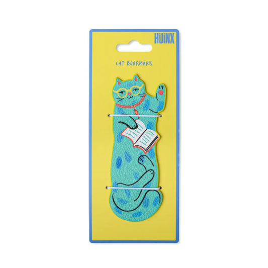 Turquoise Cat Bookmark - Vegan Leather