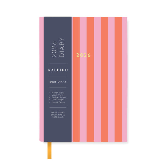 2026 Pink Stripes Pocket Planner (A6)