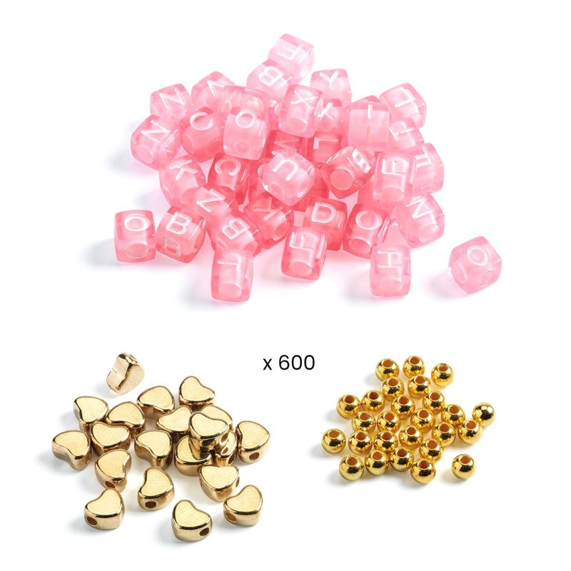 Golden Alfabet Pearls. Jewelery for Kids - 1000 pieces