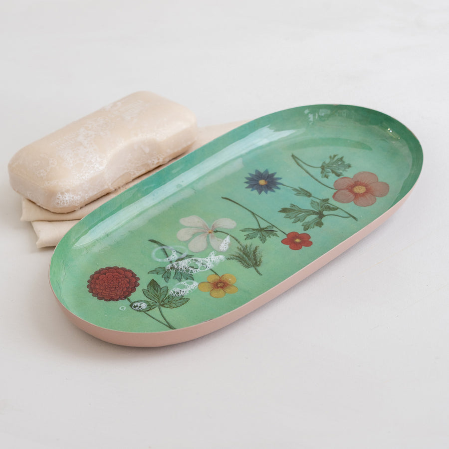 Flower Festival Oval Enamel Tray