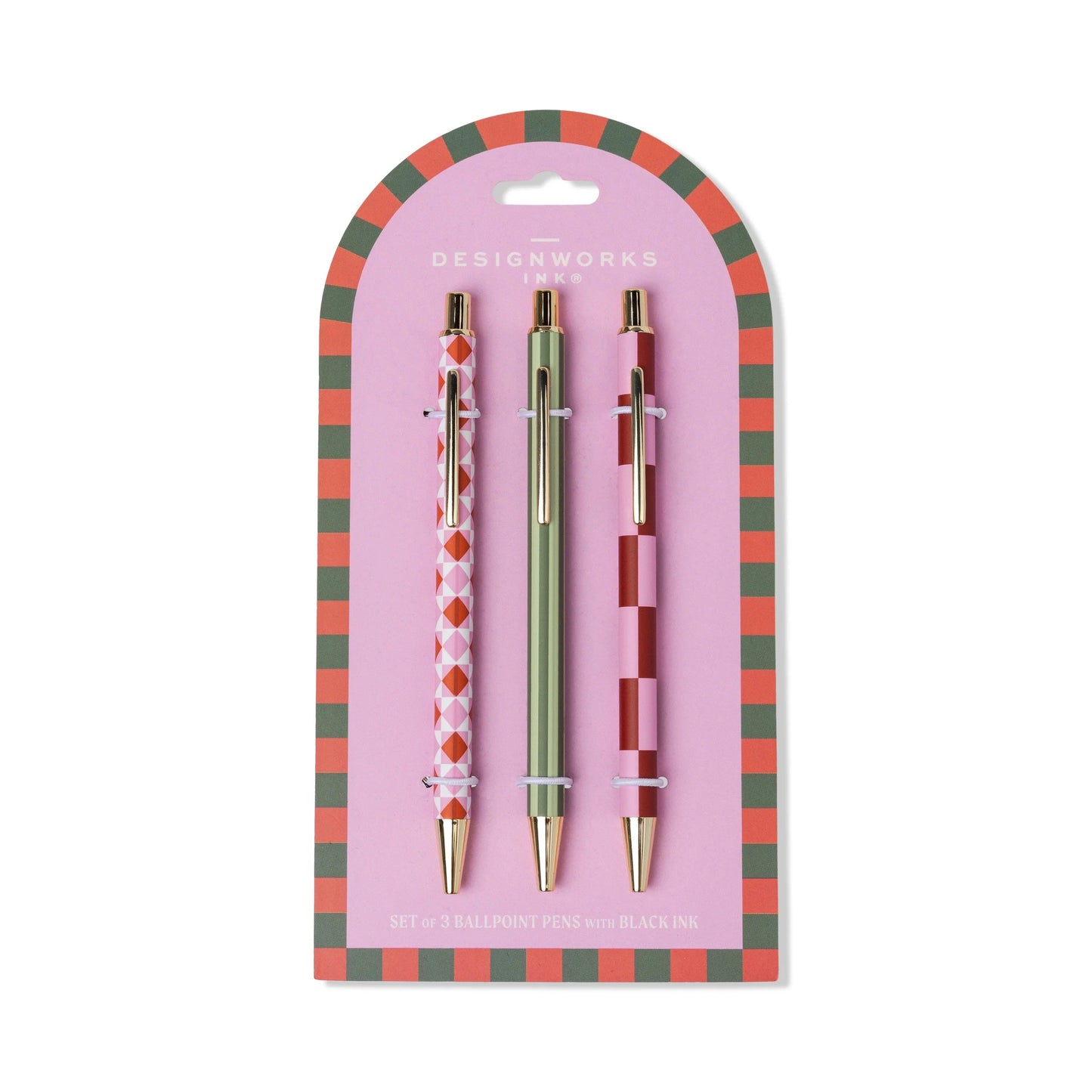 Diamond, Stripe, Check - A Dopo Set Of 3 Pens - Designworks