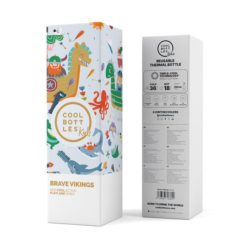 Brave Vikings - Kids Insulated Stainless Steel Bottle - 350 ml - Cool Bottles