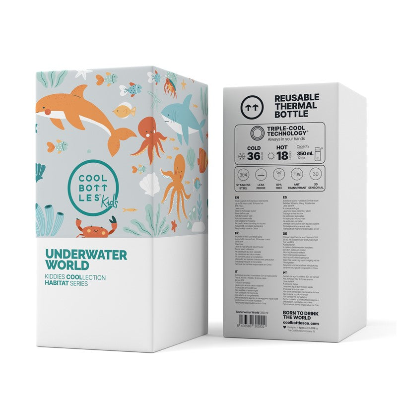 Mundo Submarino - Botella infantil de acero inoxidable con aislamiento - 350 ml