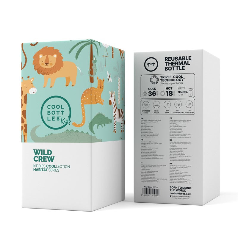 Wild Crew - Botella infantil de acero inoxidable con aislamiento - 350 ml
