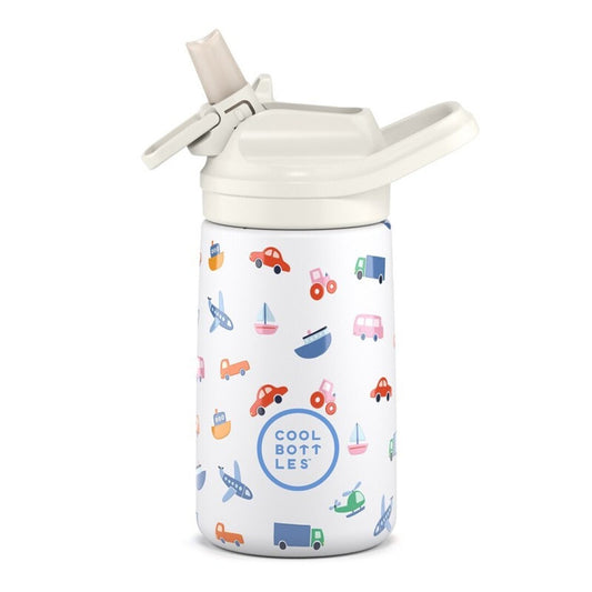 Little Wheels - Botella infantil de acero inoxidable con aislamiento - 350 ml