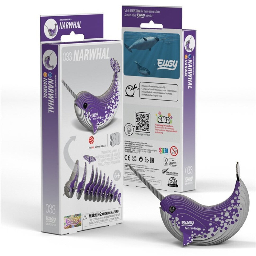 Narwhal - Eco-Friendly  3D Paper Puzzle - Eugy 033