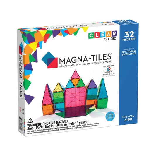 Clear Col 32 Magnetic Pieces Set -  Magna Tiles