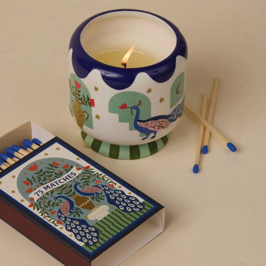 Peacock Ceramic Scented Candle - Misted Lime (A Dopo Collection)