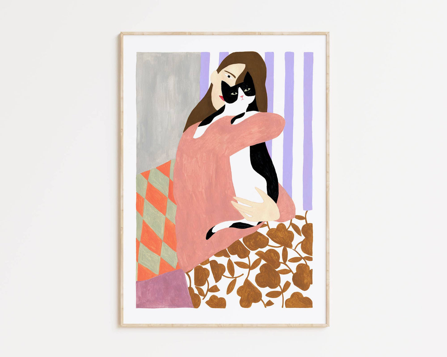 Woman and her Cat - Art Print - Poster