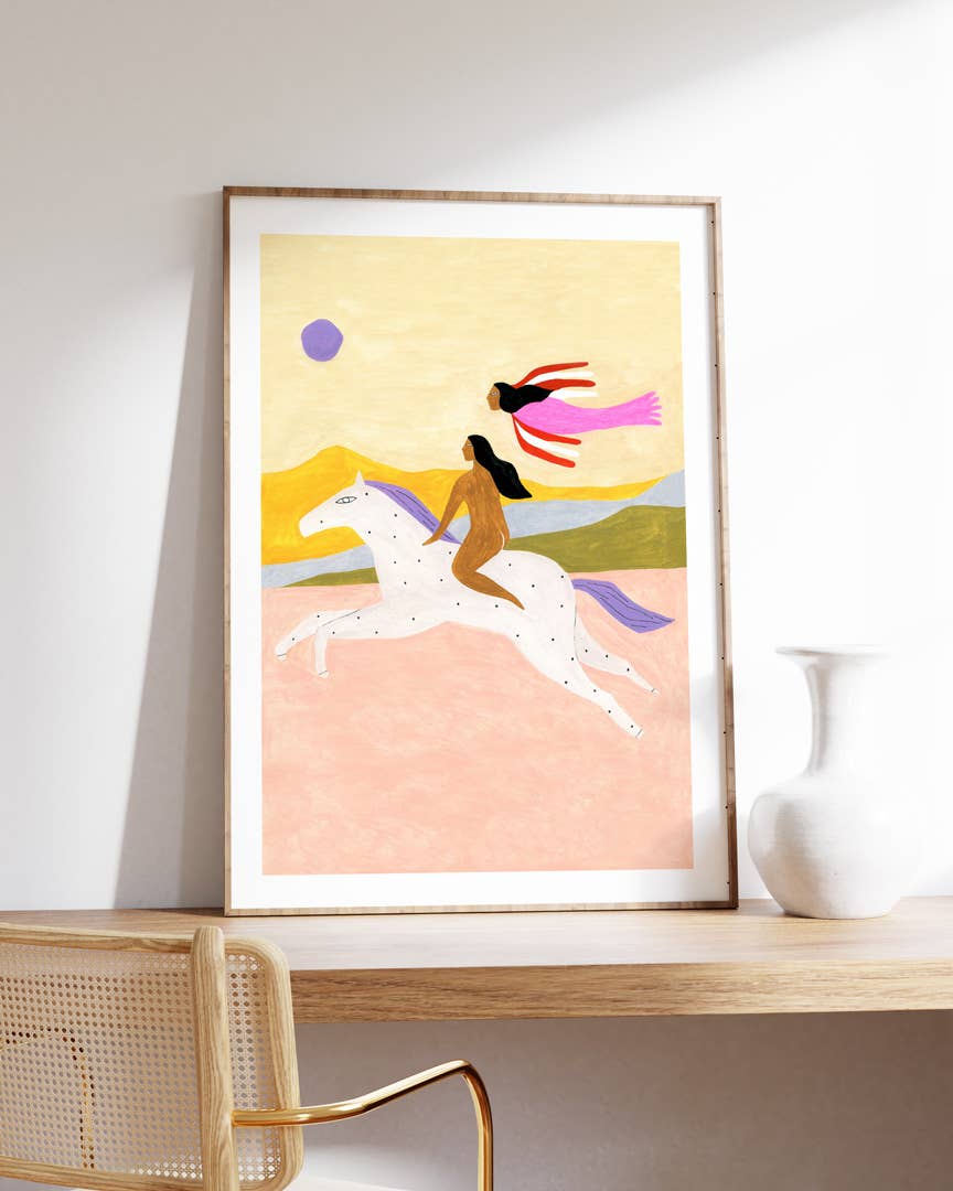 Women Riding Free - Art Print - Poster