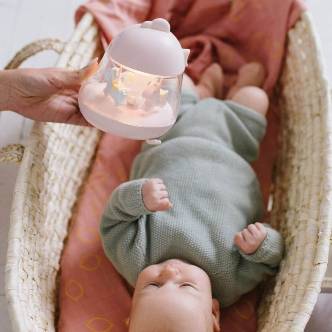 Caja de música carrusel con lámpara - Rosa