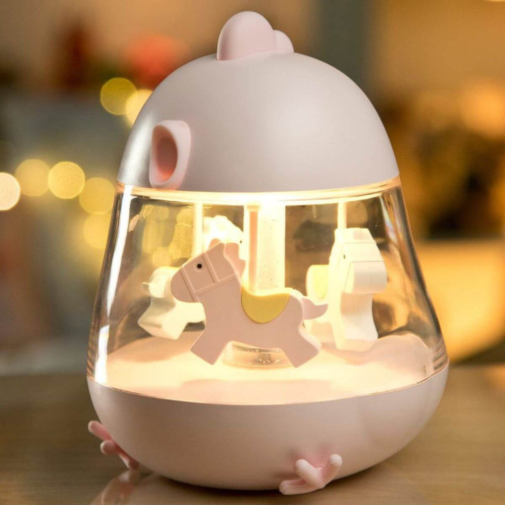 Caja de música carrusel con lámpara - Rosa