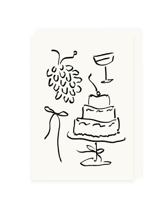 Grapes & Cake A6 Folded Card