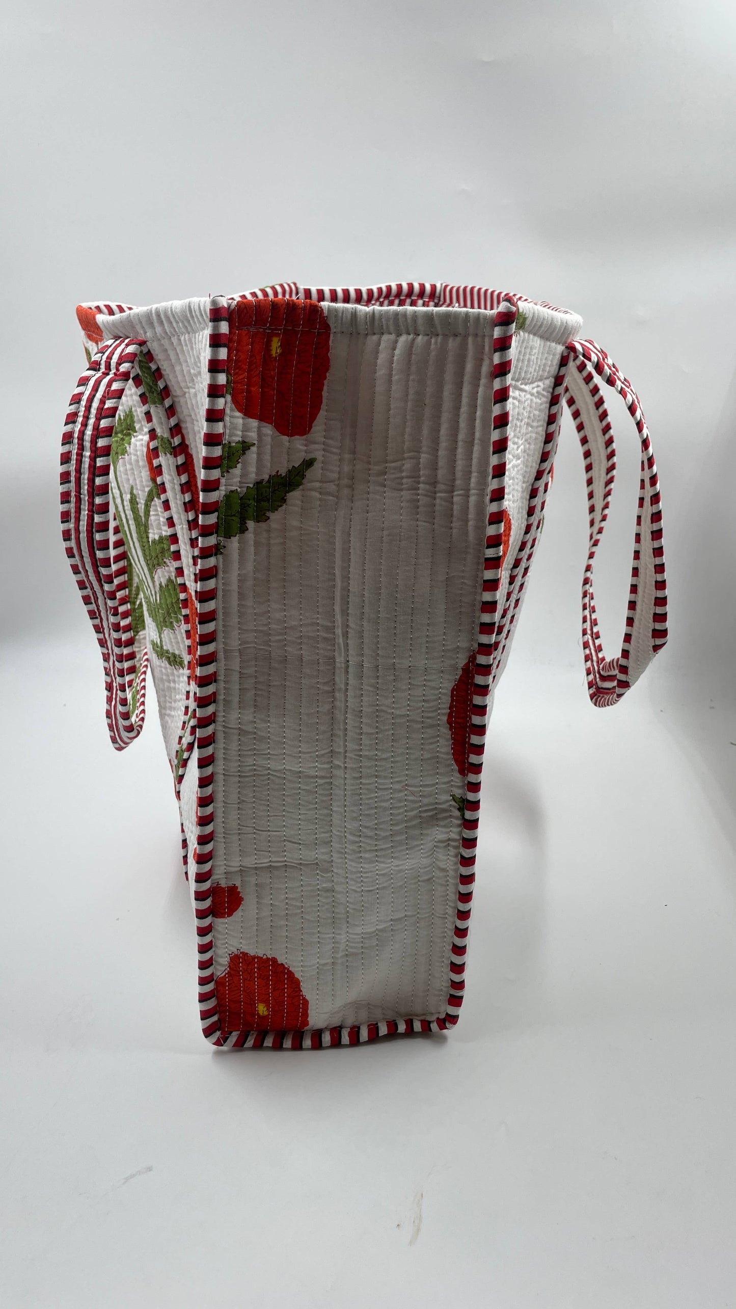 Handmade Cotton  Reversible Quilted Jaipur Bag - White and Red Puppies