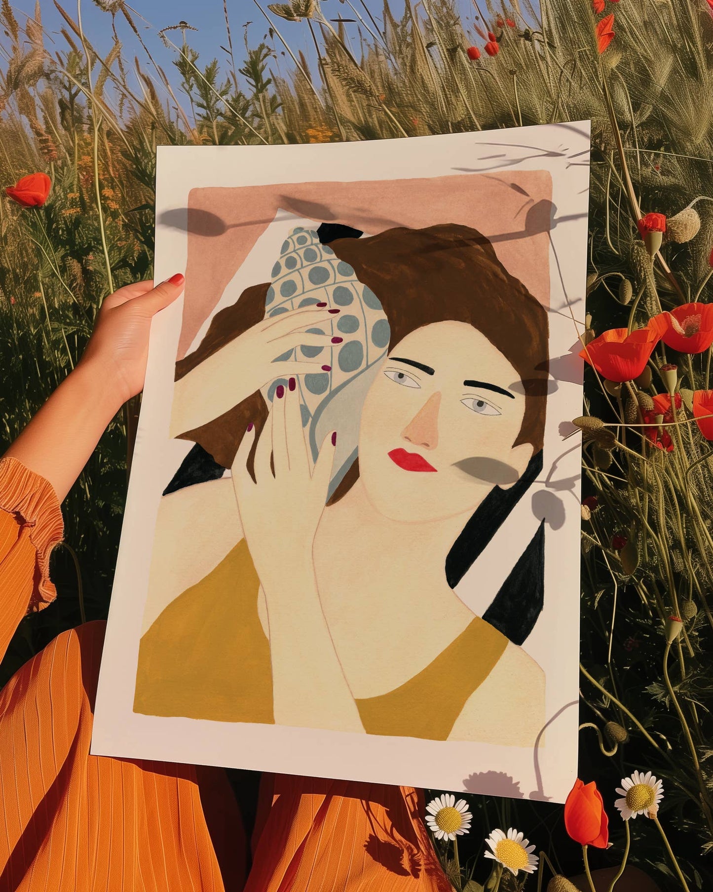Woman With A Shell Art Print