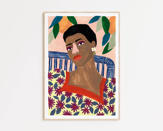 Woman And Oranges Art Print