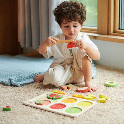 Fracciones de fruta de madera