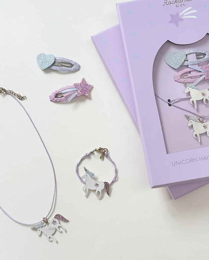 Conjunto de pelo y joyas de unicornio