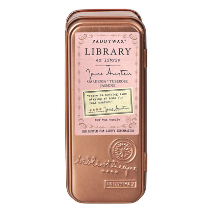 Vela de viaje de dos mechas de la Biblioteca - Jane Austen - Paddywax