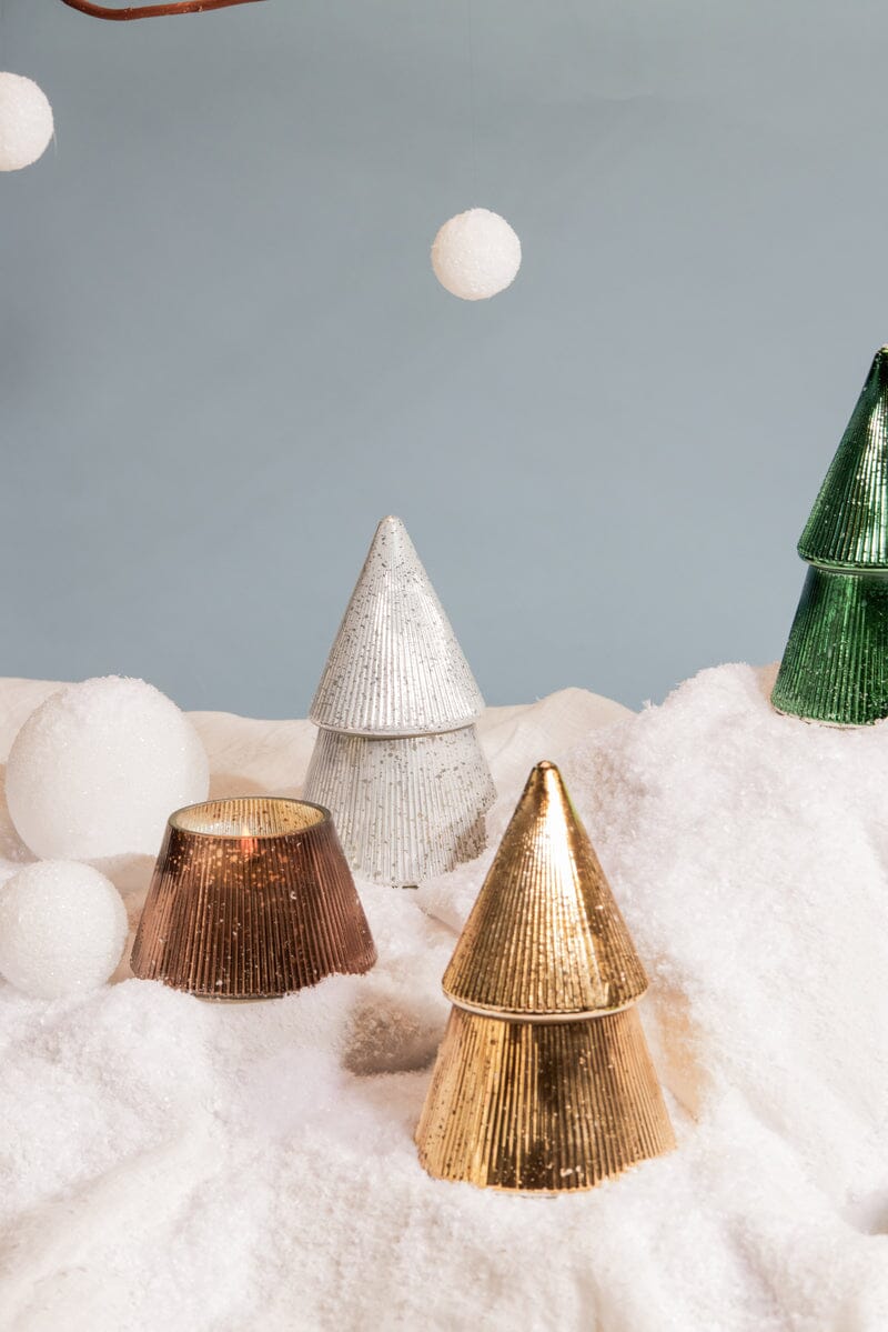 Cypress & Fir Gold Stacked Tree Candle