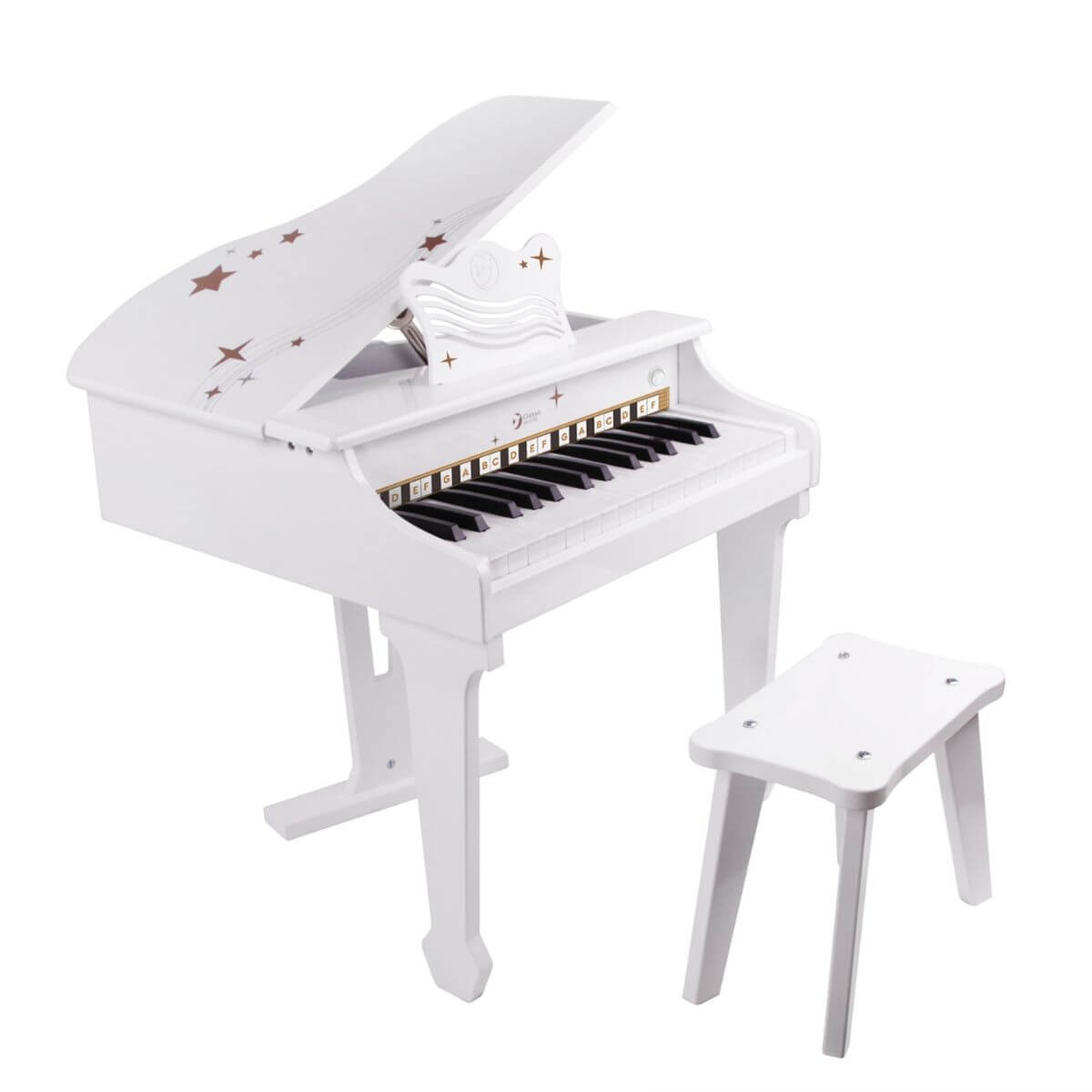 Piano de Cola Eléctrico  Infantil (Blanco) - Banqueta incluida