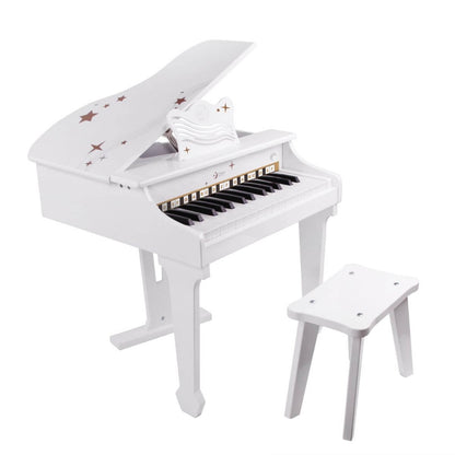 Piano de Cola Eléctrico  Infantil (Blanco) - Banqueta incluida